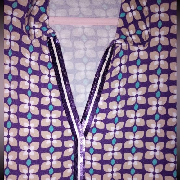 Boden Geometric Patterned 70’s Style Size 8 Glitter V-Neck Office/Business Dress - Picture 2 of 6